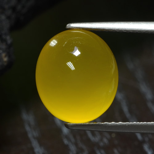 Ágata amarelo natural 4,16ct, corte oval, translúcido
