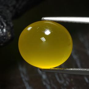 Ágata amarelo natural 4,16ct, corte oval, translúcido