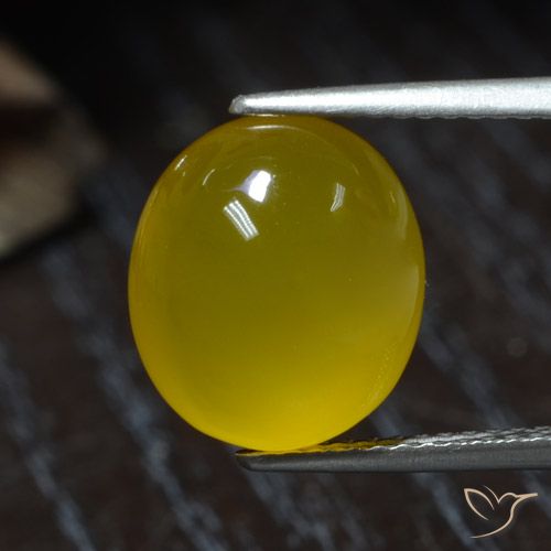 Ágata amarelo natural 4,70ct, corte oval, translúcido