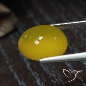 Ágata amarelo natural 4,70ct, corte oval, translúcido