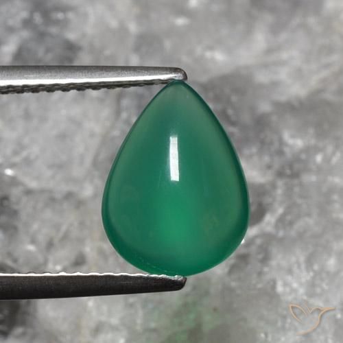 2.40ct Natural Verde floresta Ágata, Formato de pêra, Translúcido