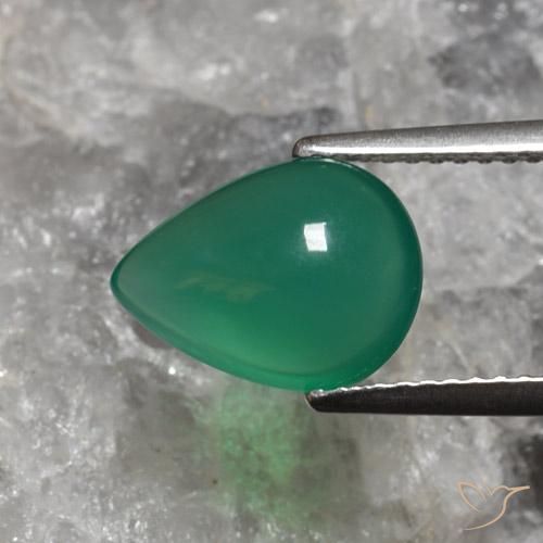 Ágata Verde floresta Natural 2.40ct, Formato de pêra, Translúcido