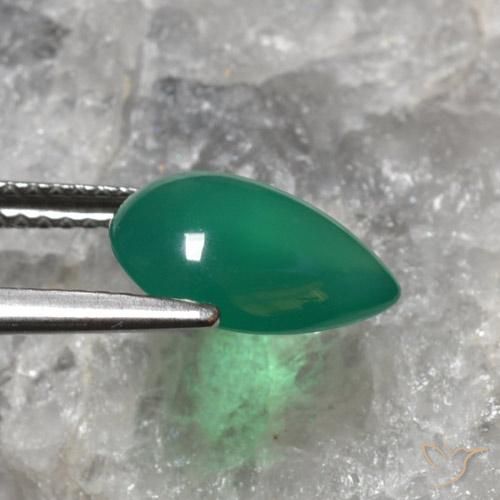 Ágata Verde floresta Natural 2.40ct, Formato de pêra, Translúcido