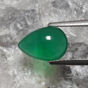Ágata Verde médio Natural 2.08ct, Formato de pêra, Translúcido