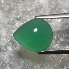 Ágata verde quente Natural 3.01ct, Formato de pêra, Translúcido