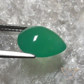 Ágata verde quente Natural 3.01ct, Formato de pêra, Translúcido