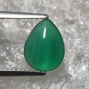 Ágata verde quente Natural 1.66ct, Formato de pêra, Translúcido