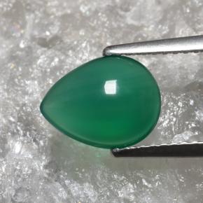 Ágata verde quente Natural 1.66ct, Formato de pêra, Translúcido