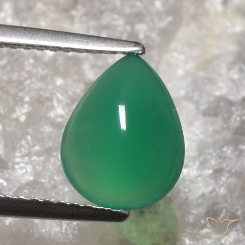 2.04ct Natural verde quente Ágata, Formato de pêra, Translúcido