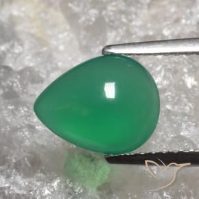 Ágata verde quente Natural 2.04ct, Formato de pêra, Translúcido