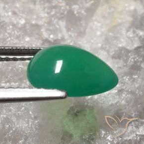 Ágata verde quente Natural 2.04ct, Formato de pêra, Translúcido
