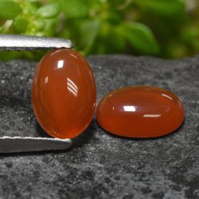 Pedras preciosas de ágata laranja natural de 1,38 ct, corte oval, translúcido