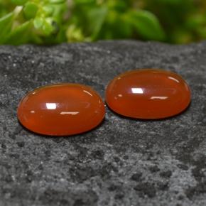 Pedras preciosas de ágata laranja natural de 1,38 ct, corte oval, translúcido