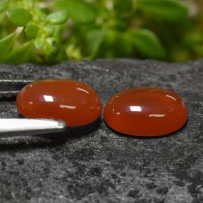Pedras preciosas de ágata laranja natural de 1,38 ct, corte oval, translúcido