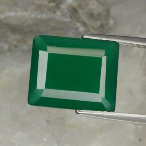 Ágata verde natural 5,08ct, corte esmeralda, translúcido