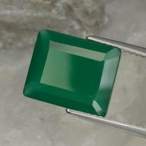 Ágata verde natural 5,08ct, corte esmeralda, translúcido