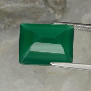 Ágata verde natural 5,08ct, corte esmeralda, translúcido