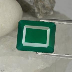 Ágata verde natural 3,79ct, corte esmeralda, translúcido