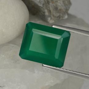 Ágata verde natural 3,79ct, corte esmeralda, translúcido