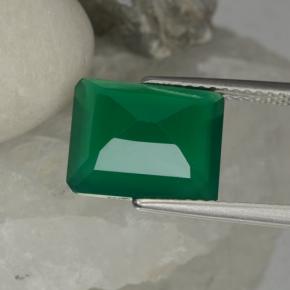 Ágata verde natural 3,79ct, corte esmeralda, translúcido
