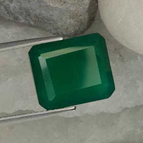 Ágata verde natural 5,12ct, corte esmeralda, translúcido