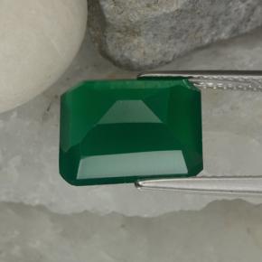 Ágata verde natural 5,12ct, corte esmeralda, translúcido