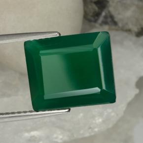 Ágata verde natural 5,13ct, corte esmeralda, translúcido