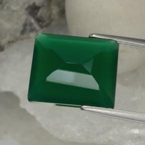 Ágata verde natural 5,13ct, corte esmeralda, translúcido