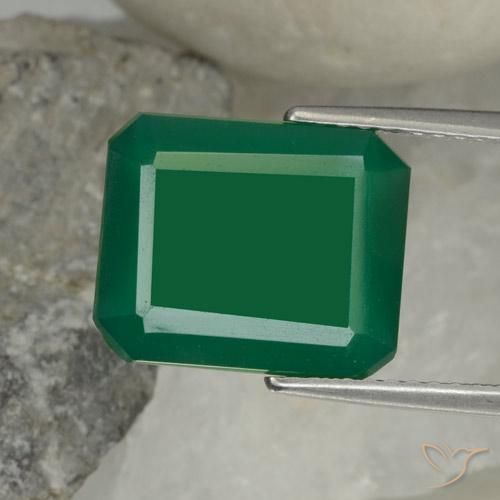 4.95ct Natural Verde amarelado Ágata, Corte Esmeralda, Translúcido