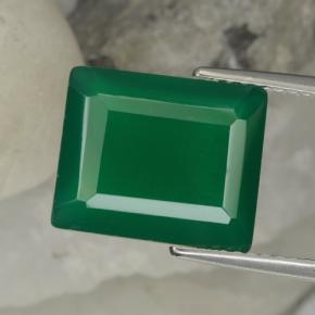 Ágata verde natural 5,57ct, corte esmeralda, translúcido