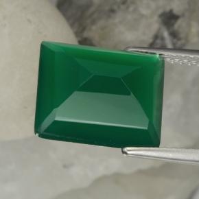Ágata verde natural 5,57ct, corte esmeralda, translúcido