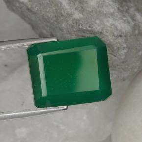 Ágata verde quente Natural 4.99ct, Corte Esmeralda, Translúcido
