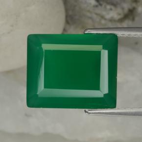 Ágata verde natural 6,24ct, corte esmeralda, translúcido