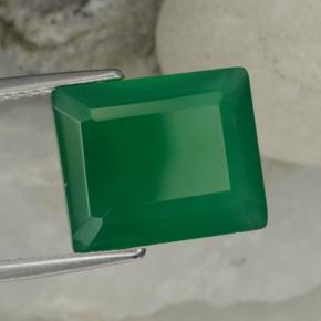 Ágata verde natural 6,24ct, corte esmeralda, translúcido