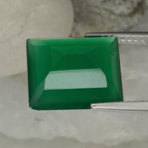 Ágata verde natural 6,24ct, corte esmeralda, translúcido