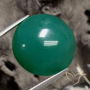 Ágata Verde médio Natural 21.88ct, Redondo, Translúcido