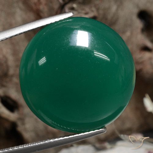 19.81ct Natural Verde escuro médio Ágata, Redondo, Translúcido