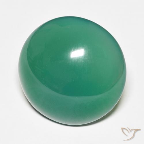 Ágata Verde médio Natural 27.70ct, Redondo, Translúcido