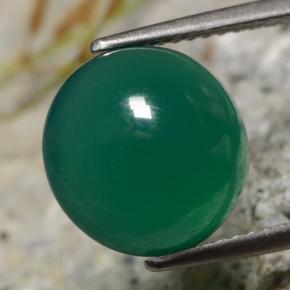 Ágata verde natural 4,82ct, corte redondo, translúcido