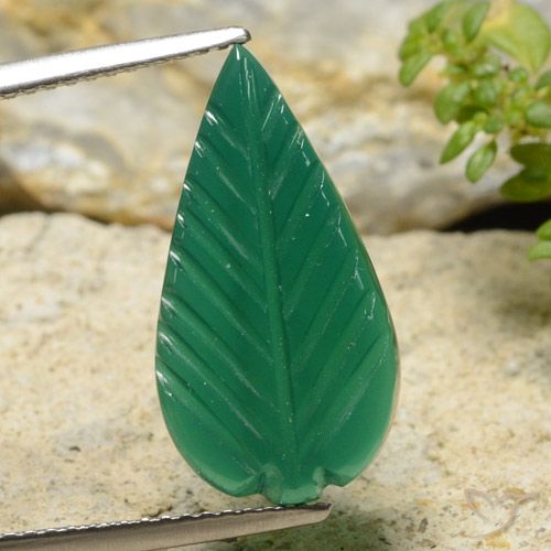 Ágata Verde médio Natural 4.54ct, Flor cortada, Translúcido
