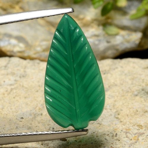 Ágata verde quente Natural 4.46ct, Flor cortada, Translúcido