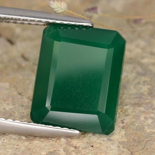 Ágata Verde amarelado Natural 5.06ct, Corte Octógono / Esmeralda, Translúcido