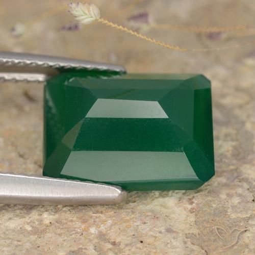 Ágata Verde amarelado Natural 5.06ct, Corte Octógono / Esmeralda, Translúcido