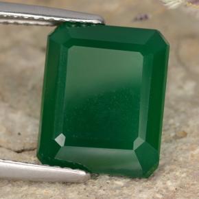Ágata verde natural 5,21ct, corte esmeralda, translúcido