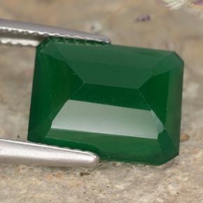 Ágata verde natural 5,21ct, corte esmeralda, translúcido