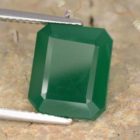 Ágata verde natural 5,28ct, corte esmeralda, translúcido