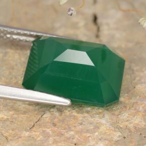 Ágata verde natural 5,28ct, corte esmeralda, translúcido