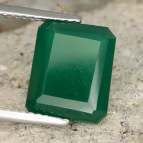 Ágata verde natural 3,79ct, corte esmeralda, translúcido