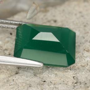 Ágata verde natural 3,79ct, corte esmeralda, translúcido