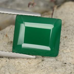 Ágata verde natural 3,78ct, corte esmeralda, translúcido